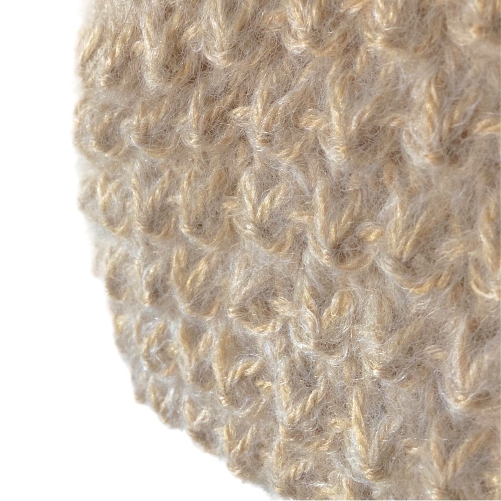 HANDMADE knitted top Beige cap sleeves waffle stitch - Picture 8 of 10